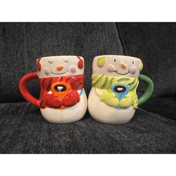 Bay Island: Set of 2 Snowman Ceramic Mugs - Picture 1 of 2